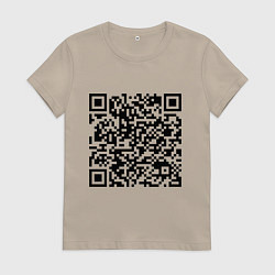 Футболка хлопковая женская QR-код Скала Джонсон, цвет: миндальный