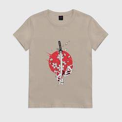 Футболка хлопковая женская Рассекающий клинок, цвет: миндальный
