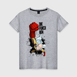Футболка хлопковая женская Saitama One Punch, цвет: меланж