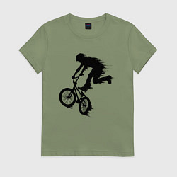 Футболка хлопковая женская ВЕЛОСПОРТ BMX Racing ВЕЛОСИПЕДИСТ, цвет: авокадо