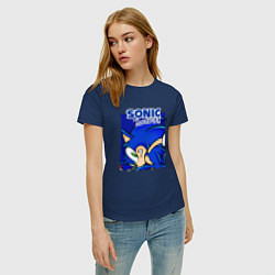 Футболка хлопковая женская Sonic Adventure Sonic, цвет: тёмно-синий — фото 2