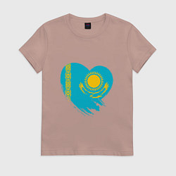 Футболка хлопковая женская Сердце - Казахстан, цвет: пыльно-розовый
