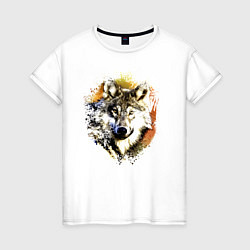 Женская футболка Акварельный волк