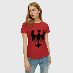 Футболка хлопковая женская Средневековый рисунок орла, цвет: красный — фото 2