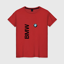Футболка хлопковая женская BMW ато супер, цвет: красный