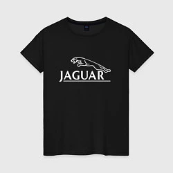 Футболка хлопковая женская Jaguar, Ягуар Логотип, цвет: черный