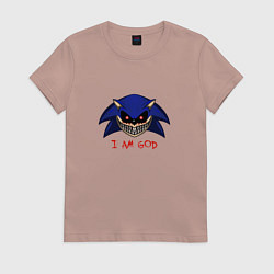 Футболка хлопковая женская Sonic Exe - I am God, цвет: пыльно-розовый
