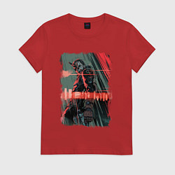 Футболка хлопковая женская Биг Босс под дождём, цвет: красный