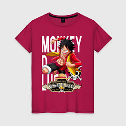 Футболка хлопковая женская One Piece Monkey Большой Куш Манки, цвет: маджента