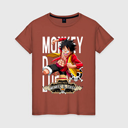 Футболка хлопковая женская One Piece Monkey Большой Куш Манки, цвет: кирпичный