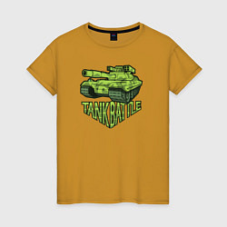 Футболка хлопковая женская Tank battle, цвет: горчичный