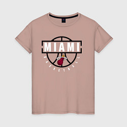 Футболка хлопковая женская MIAMI HEAT NBA МАЯМИ ХИТ НБА, цвет: пыльно-розовый