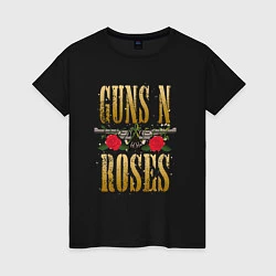 Футболка хлопковая женская GUNS N ROSES , ГРУППА, цвет: черный