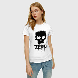 Футболка хлопковая женская Zero skull, цвет: белый — фото 2