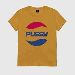 Футболка хлопковая женская Pepsi Pussy, цвет: горчичный