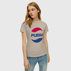 Футболка хлопковая женская Pepsi Pussy, цвет: миндальный — фото 2