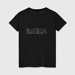 Футболка хлопковая женская FC Barcelona - Multicolor 2022 Barca, цвет: черный
