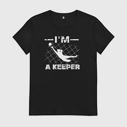 Футболка хлопковая женская Я вратарь, цвет: черный