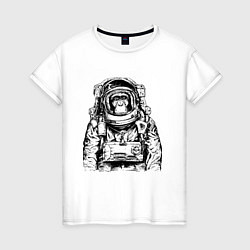 Футболка хлопковая женская Monkey Astronaut, цвет: белый