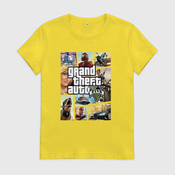 Футболка хлопковая женская GTA V Logos, цвет: желтый