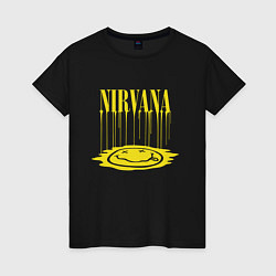 Футболка хлопковая женская Nirvana Логотип Нирвана, цвет: черный