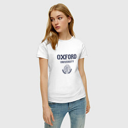 Футболка хлопковая женская Оксфорд - логотип университета, цвет: белый — фото 2