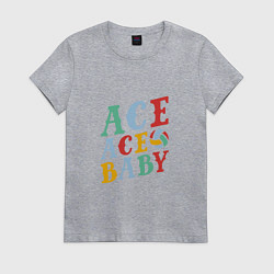 Футболка хлопковая женская Ace Ace Baby, цвет: меланж