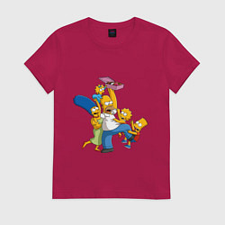 Футболка хлопковая женская Simpsons donuts, цвет: маджента