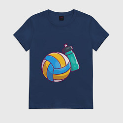 Футболка хлопковая женская Ball & Water, цвет: тёмно-синий
