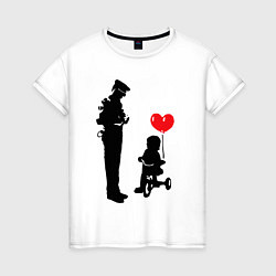 Женская футболка Banksy ребенок на велосипеде