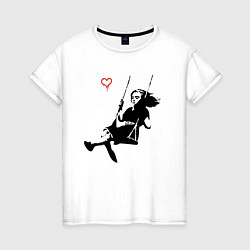 Женская футболка Banksy - Бэнкси девочка на качелях