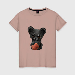 Футболка хлопковая женская Баскетбол - Пантера, цвет: пыльно-розовый