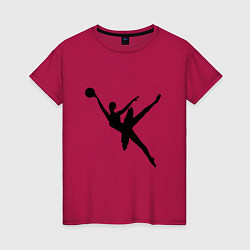 Футболка хлопковая женская Балет - Баскетбол, цвет: маджента