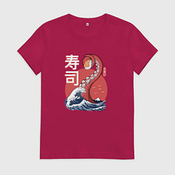 Футболка хлопковая женская Kraken Kawaii Sushi, цвет: маджента