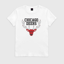 Футболка хлопковая женская Chicago deers, цвет: белый
