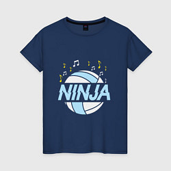 Футболка хлопковая женская Volleyball Ninja, цвет: тёмно-синий