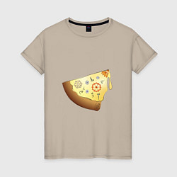 Футболка хлопковая женская Пицца в стиле стимпанк, цвет: миндальный