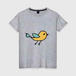 Женская футболка Птицы голубого и желтого цвета
