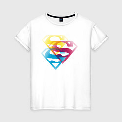 Футболка хлопковая женская Лого Супермена, цвет: белый