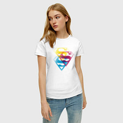 Футболка хлопковая женская Лого Супермена, цвет: белый — фото 2