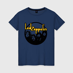 Футболка хлопковая женская Led Zeppelin Лед Зеппелин, цвет: тёмно-синий