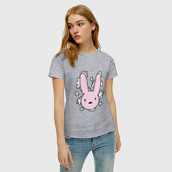 Футболка хлопковая женская Bad Bunny Floral Bunny, цвет: меланж — фото 2