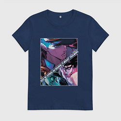 Футболка хлопковая женская Джотаро Куджо из ДжоДжо, цвет: тёмно-синий