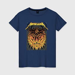 Футболка хлопковая женская Metallica Lion, цвет: тёмно-синий