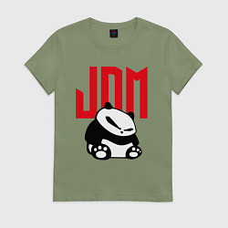 Футболка хлопковая женская JDM Panda Japan Симпатяга, цвет: авокадо