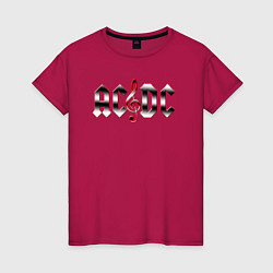 Футболка хлопковая женская AC DC metallic fire, цвет: маджента