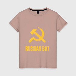 Футболка хлопковая женская Atomic Heart: Russian Bot, цвет: пыльно-розовый