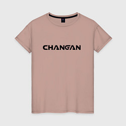 Футболка хлопковая женская CHANGAN LOGOTYPE, цвет: пыльно-розовый