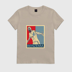 Футболка хлопковая женская Madrid - Benzema, цвет: миндальный