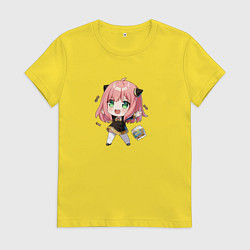 Футболка хлопковая женская Spy Family Anya Forger, цвет: желтый